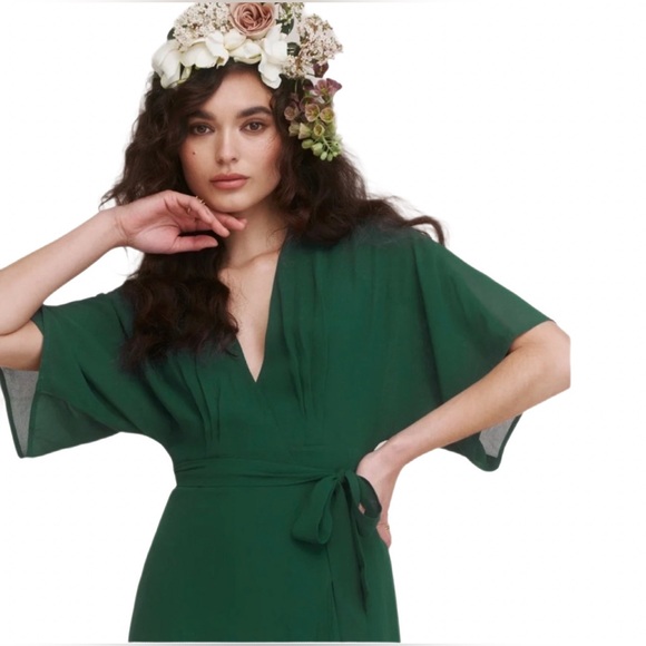 Reformation Emerald Green Winslow Wrap Maxi Dress XS NWT - Picture 3 of 11